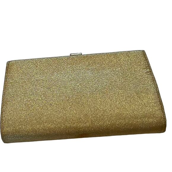 Vintage Gold Metallic Clutch with Chain/Handle, Evening Bag, Glam, Glitter - Picture 4 of 10